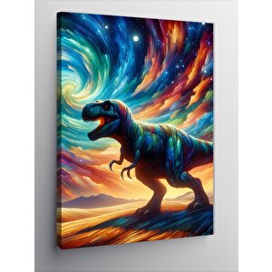 Kanvas Tablo Neon Dinozor 70x100 cm