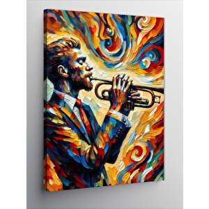 Kanvas Tablo Renk Patlamasında Trompetçi 50x70 cm