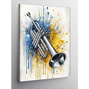 Kanvas Tablo Boyanmış Trompet 100x140 cm