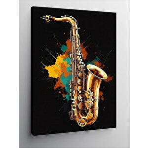 Kanvas Tablo Altın Saksafon 70x100 cm