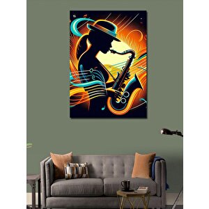 Kanvas Tablo Saksafoncu Kadın 70x100 cm