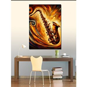 Kanvas Tablo Altın Saksafon 100x140 cm