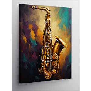 Kanvas Tablo Altın Saksafon 100x140 cm