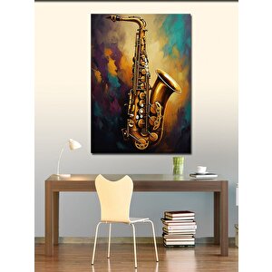 Kanvas Tablo Altın Saksafon 100x140 cm