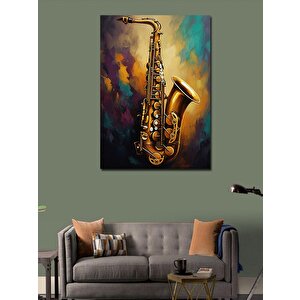 Kanvas Tablo Altın Saksafon 100x140 cm