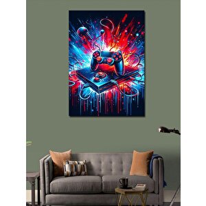 Kanvas Tablo Neon Oyun Kumandası 70x100 cm