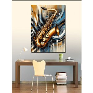 Kanvas Tablo Altın Saksafon 100x140 cm