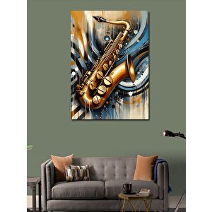 Kanvas Tablo Altın Saksafon 100x140 cm