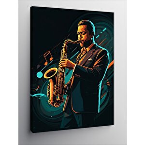 Kanvas Tablo Saksafoncu Müzisyen 100x140 cm