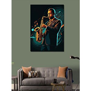 Kanvas Tablo Saksafoncu Müzisyen 100x140 cm