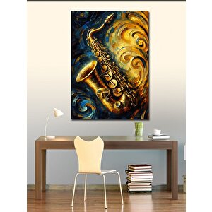 Kanvas Tablo Altın Saksafon 50x70 cm