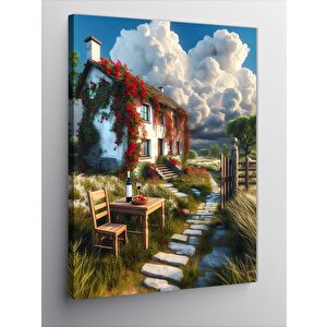 Kanvas Tablo Kır Evi Bahçesi 100x140 cm