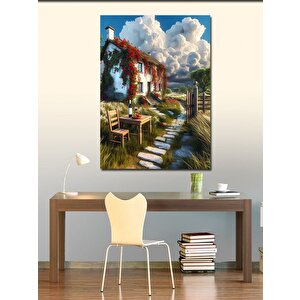 Kanvas Tablo Kır Evi Bahçesi 100x140 cm