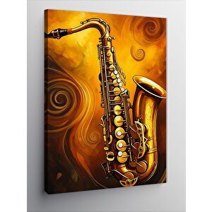 Kanvas Tablo Altın Saksafon 100x140 cm