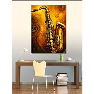 Kanvas Tablo Altın Saksafon 100x140 cm
