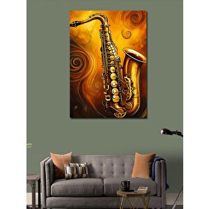 Kanvas Tablo Altın Saksafon 100x140 cm