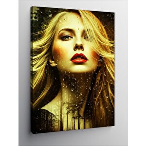 Kanvas Tablo Altın Sarısı Kadın Portresi 70x100 cm