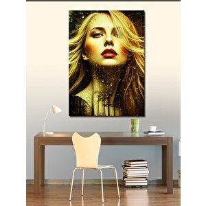 Kanvas Tablo Altın Sarısı Kadın Portresi 70x100 cm