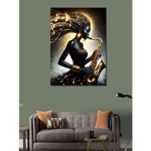 Kanvas Tablo Saksofon Çalan Kadın 70x100 cm