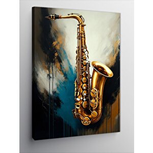 Kanvas Tablo Altın Saksafon 50x70 cm