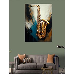 Kanvas Tablo Altın Saksafon 50x70 cm