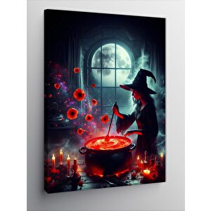 Kanvas Tablo Kazanda İksir Karıştıran Cadı 50x70 cm