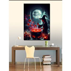 Kanvas Tablo Kazanda İksir Karıştıran Cadı 50x70 cm