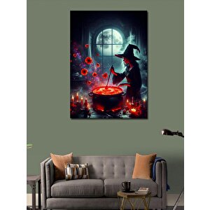 Kanvas Tablo Kazanda İksir Karıştıran Cadı 50x70 cm