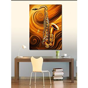 Kanvas Tablo Altın Saksafon 100x140 cm