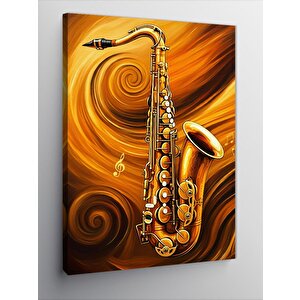 Kanvas Tablo Altın Saksafon 50x70 cm