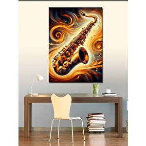 Kanvas Tablo Altın Saksafon 100x140 cm