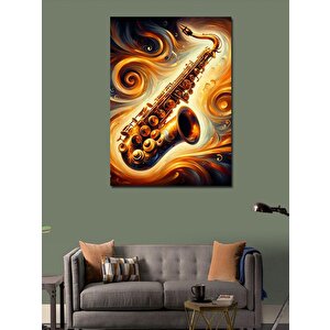 Kanvas Tablo Altın Saksafon 100x140 cm