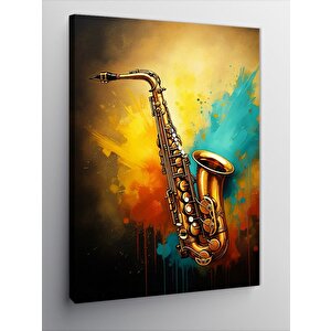 Kanvas Tablo Altın Saksafon 50x70 cm