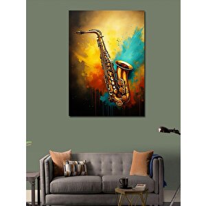 Kanvas Tablo Altın Saksafon 50x70 cm