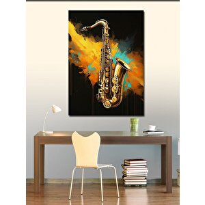 Kanvas Tablo Sarı Saksafon 100x140 cm