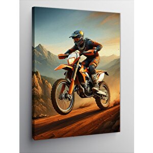 Kanvas Tablo Çöl Yarışı Motorcu 50x70 cm
