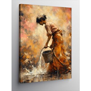 Kanvas Tablo Su Kovası Taşıyan Kadın 70x100 cm