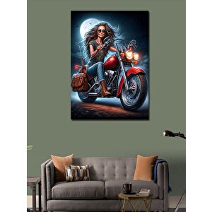Kanvas Tablo Chopper Süren Kadın 50x70 cm