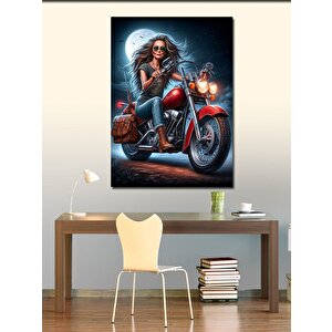 Kanvas Tablo Chopper Süren Kadın 100x140 cm