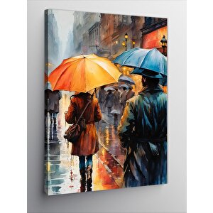 Kanvas Tablo Yağmurda Yürüyen İnsanlar 50x70 cm