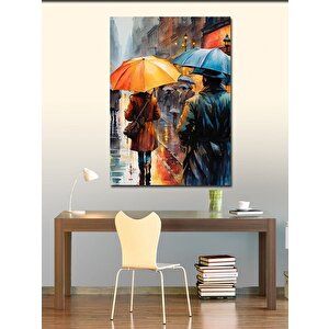 Kanvas Tablo Yağmurda Yürüyen İnsanlar 50x70 cm