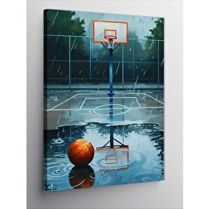 Kanvas Tablo Yağmurlu Basketbol Sahası 100x140 cm