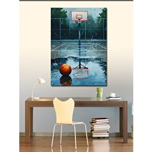 Kanvas Tablo Yağmurlu Basketbol Sahası 100x140 cm