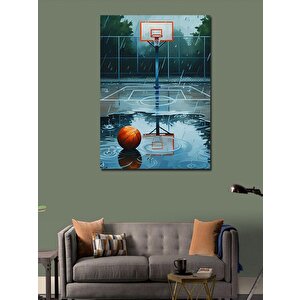 Kanvas Tablo Yağmurlu Basketbol Sahası 100x140 cm
