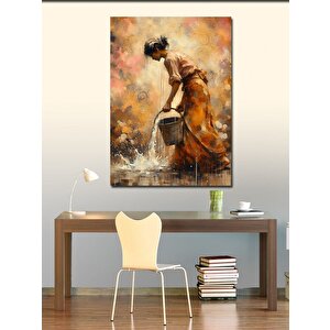 Kanvas Tablo Su Kovası Taşıyan Kadın 100x140 cm
