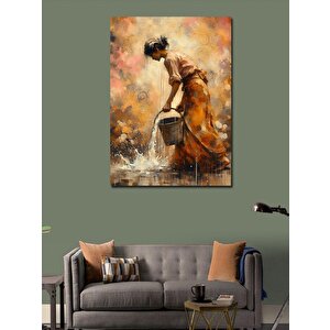 Kanvas Tablo Su Kovası Taşıyan Kadın 100x140 cm