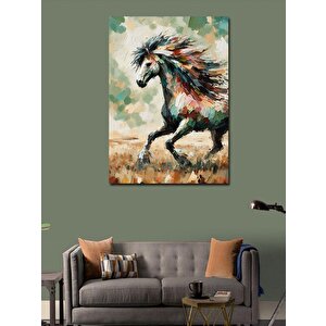 Kanvas Tablo Koşan Renkli At 70x100 cm
