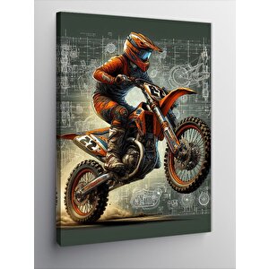 Kanvas Tablo Motokros Yarışçısı 70x100 cm