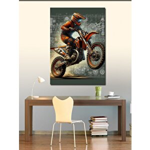 Kanvas Tablo Motokros Yarışçısı 70x100 cm