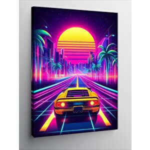 Kanvas Tablo Neon Gece Yarışı 100x140 cm